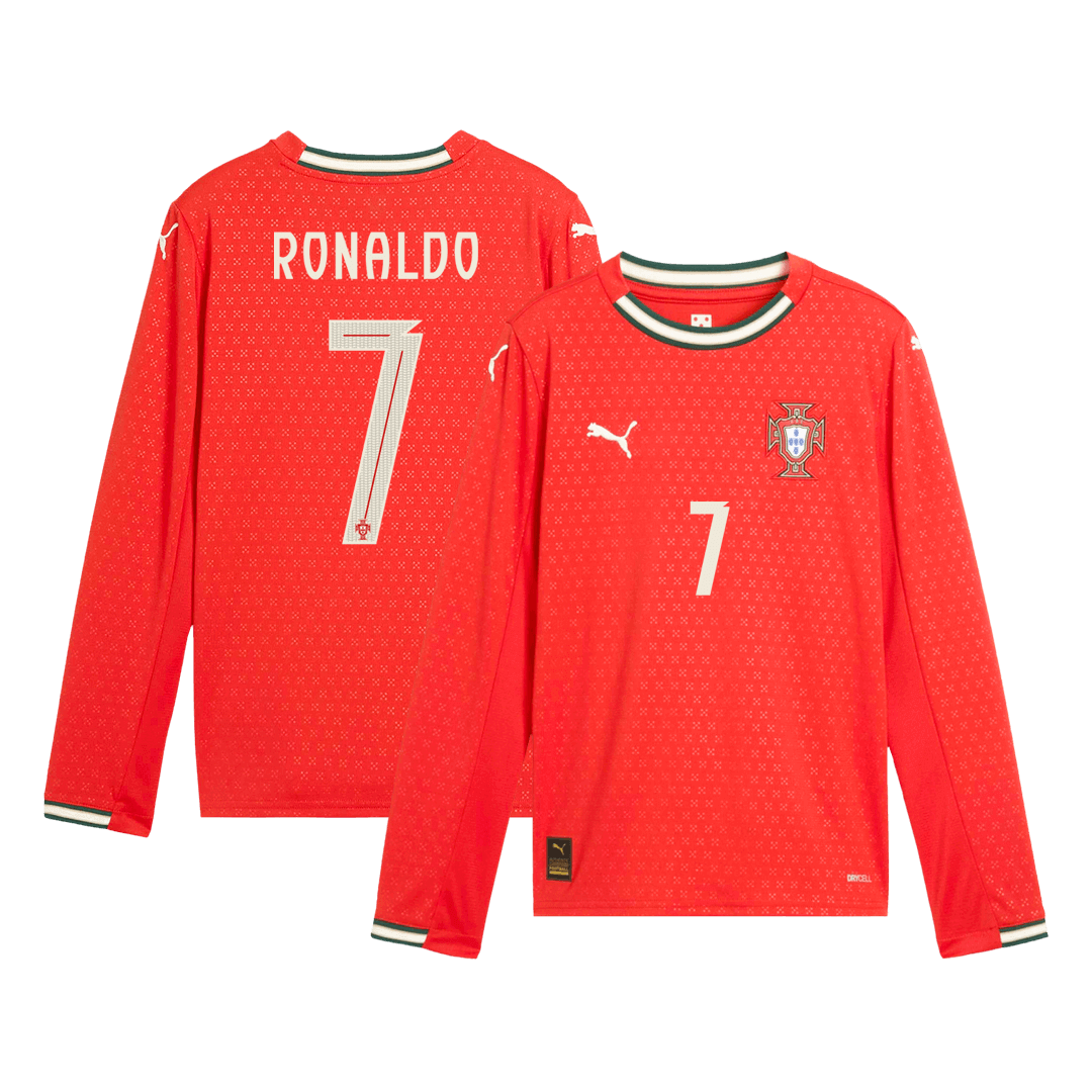 Tricouri Fotbal Portugalia RONALDO #7 Acasă 2025 Mânecă Lungă (mărime mare)