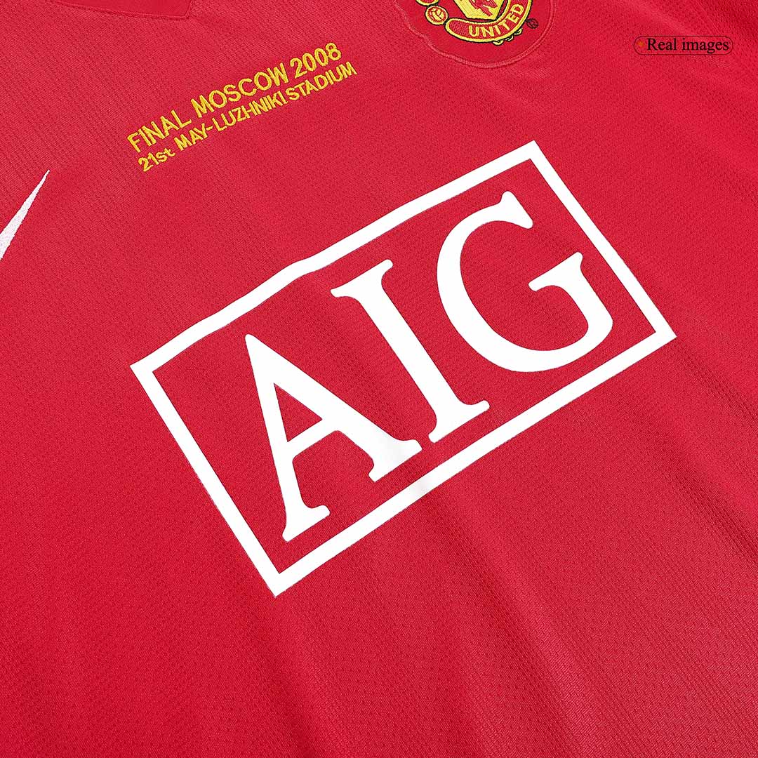 Tricouri Fotbal Vintage Manchester United SCHOLES #18 Acasă 2007/08 Mânecă Lungă - UCL Final