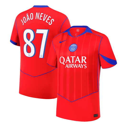 Tricouri Fotbal PSG JOÃO NEVES #87 Treilea 2025/26